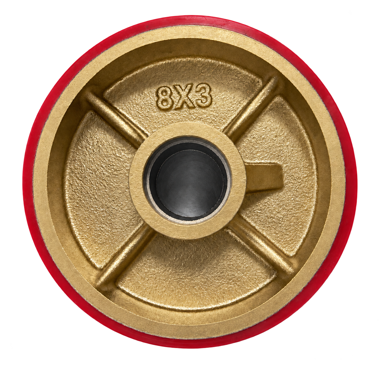 Metal-core red wheel example, face view